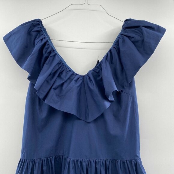 Pomander Place Tuckernuck Navy Blue Ruffle Jo Dress Midi/Maxi Tiered V-Neck XS - Picture 3 of 7